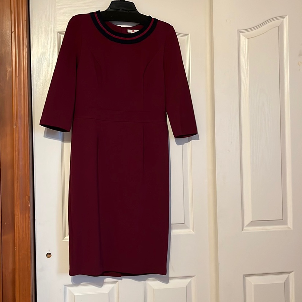 Burgundy with navy blue trim Boden dress